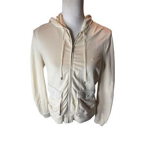 L-RL LAUREN ACTIVE RALPH LAUREN White Full Zip Hooded Sweater Size PS